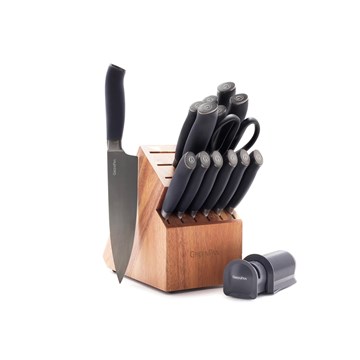 SET 16 CUCHILLOS + BLOQUE MADERA