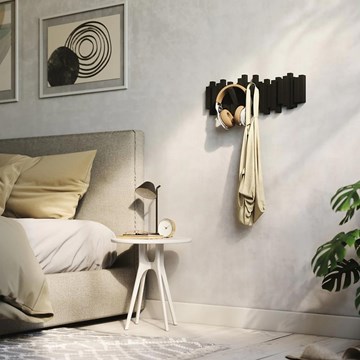 Perchero de pared negro x5 STICKS
