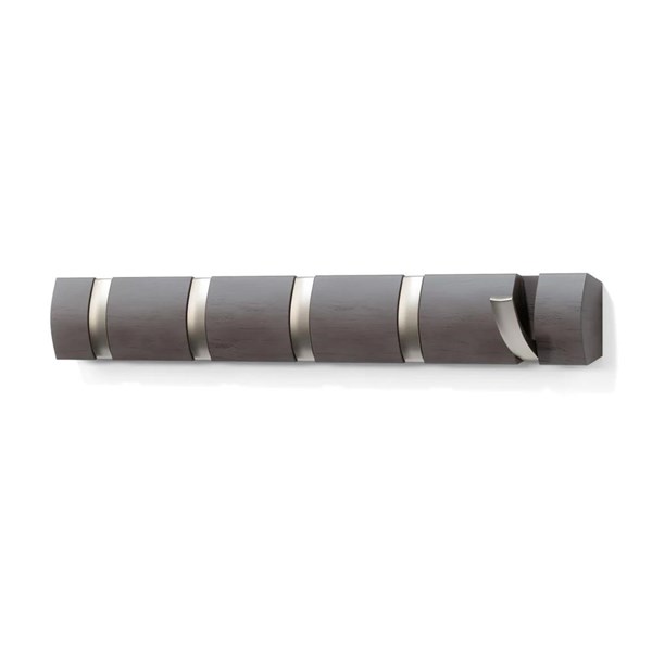 Perchero de pared x5 gris/nickel FLIP