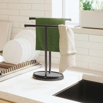 Soporte doble para toalla negro PALM