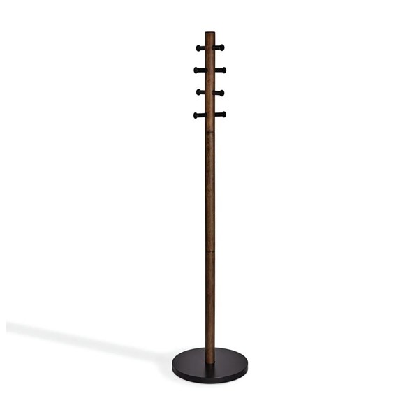 Perchero de pie negro/nuez PILLAR