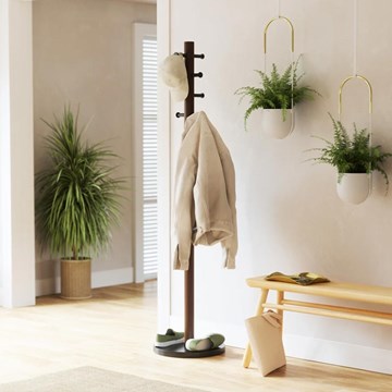 Perchero de pie negro/nuez PILLAR