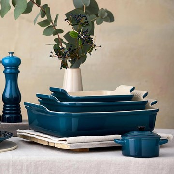 Fuente rectangular 26x20cm deep teal HERITAGE